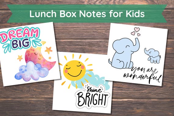 Lunch Box Notes for Kids, 24 Lunchbox Notes For Kids, Positive Affirmations, Encouraging Notes For Kids, Instant Download Lunch Notes
