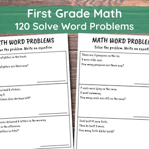 1st Grade Math Worksheet Printable - Word Problems, Addition, Subtraction, Homeschool, First Grade Math Workbook, 1st Grader Worksheet