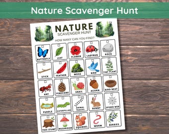 Caça ao Tesouro na Natureza para Crianças (Imprimir), Atividade ao Ar Livre para Crianças, Jogo de Caminhada na Natureza, Folha de Atividades para Acampamento, Atividade Científica para Educação Domiciliar