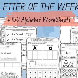 Letter of the Week Worksheets Printable, Alphabet Busy Book, Learning Binder, Preschool Curriculum, Toddler Tracing Activities, Kindergarten