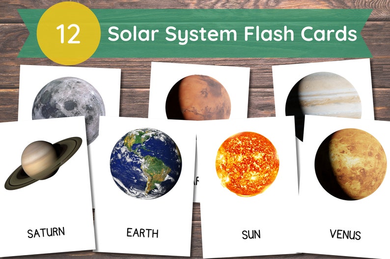 12 Solar System Cards Planets Flashcards Printable Real - Etsy