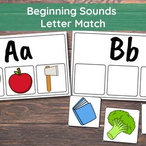Anfangstöne Buchstaben Match Phonics Aktivitätskarten Engagierende Vorschul Alphabet Arbeitsblätter für das frühe Lernen Lerngeschenk für Kinder