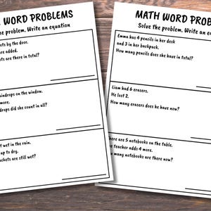 1st Grade Math Worksheet Printable - Word Problems, Addition, Subtraction, Homeschool, First Grade Math Workbook, 1st Grader Worksheet image 4
