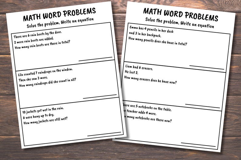 1st Grade Math Worksheet Printable - Word Problems, Addition, Subtraction, Homeschool, First Grade Math Workbook, 1st Grader Worksheet image 4