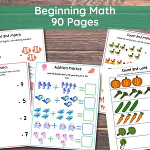 Mathe für Vorschule, Zählen, Addieren lernen, Vorschule, Kindergarten Arbeitsblatt, Zugabe, Vorschul Arbeitsblätter, 90 Seiten