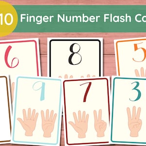 Printable Finger Number Flash Cards, Counting 1-10, Learning, Homeschool, Classroom, Material, Preschool, Math, Counting Cards, Kindergarten