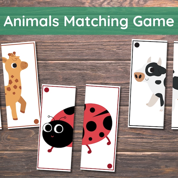 Animals Matching Game for kids, Farm Safari Matching Activity, Animals Games, Toddler Matching Activity, Learning Binder, Preschool Centers