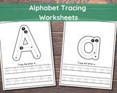 Alphabet Tracing Worksheets for Kids, Printable Letter Tracing Workbook, Handwriting Practice Kindergarten Preschool Homeschool Montessori