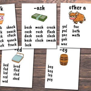 Learn to Read CVC Words, Phonics Cards Printable, CVC Word Family Lists, Homeschool Kids Resources, Kindergarten Reading, Phonetic, Toddlers image 2