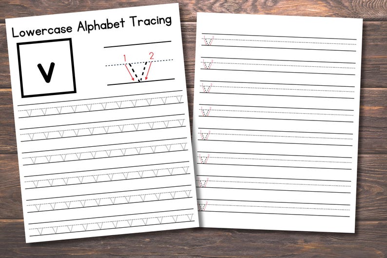 52 Printable Lowercase Alphabet Tracing Worksheets. Preschool-Kindergarten Handwriting.Letter Tracing Worksheets. 8.5x11" image 5