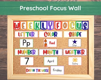 Preschool Focus Wall Printable, Daycare Circle Time Board, Homeschool Learning Board Classroom, Circle Time Calendar Color Morning Board