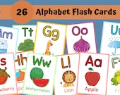 26 ABC Flash Cards, Educational Cards, A-Z Cards, Learn ABCs, Alphabet Flashcards, Kids Colors Alphabet, Montessori Cards, Digital Download