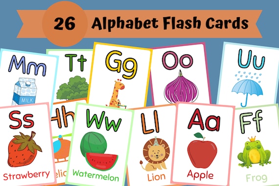 26 ABC Flash Cards, Educational Cards, A-Z Cards, Learn ABCs, Alphabet Flashcards, Kids Colors Alphabet, Montessori Cards, Digital Download