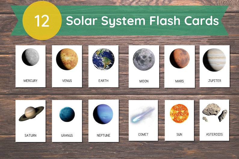 12 Solar System Cards Planets Flashcards Printable Real - Etsy