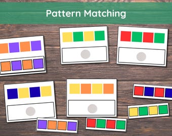 36 Cartões de Combinação de Padrões para Educação Infantil e Jardim de Infância, Conjunto de Atividades Task Box, Ensino Domiciliar, Centros de Atividades para Momentos de Tranquilidade, Atividades de Cores e Padrões