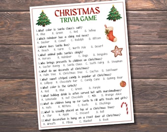 Jogo de perguntas e respostas de Natal para imprimir, jogo de festa de Natal para crianças e adolescentes, quiz de Natal, jogo de Natal em família, atividade para sala de aula, curiosidades de Natal