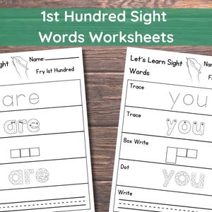 100 Printable Let's Learn Fry 1st Hundred Sight Words Worksheets. Kindergarten-1st Grade Handwriting and Spelling Activity
