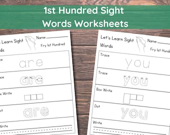 100 Printable Let's Learn Fry 1st Hundred Sight Words Worksheets. Kindergarten-1st Grade Handwriting and Spelling Activity