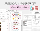 Printable Toddler Worksheets, Kindergarten Learning Bundle,Busy Book,Alphabet, Numbers, Sight Words, Math Activities, Coloring pages