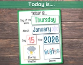 Today is Calendar, Today Chart, Morning Board, Children’s Calendar, Weather Chart, Montessori Calendar, School Calendar, Circle Time Chart