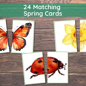 Spring Matching Toddler Activity, Spring Matching, Montessori, Homeschool Resource, Flowers, Spring Animals, Spring Matching Game