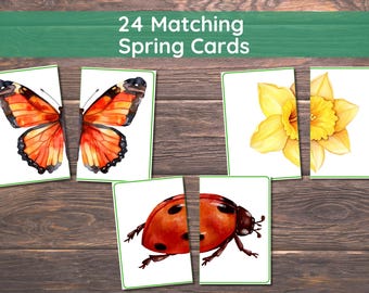 Spring Matching Toddler Activity, Spring Matching, Montessori, Homeschool Resource, Flowers, Spring Animals, Spring Matching Game