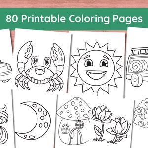 80 Printable Coloring Pages For Kids, Toddlers, Preschoolers, Coloring Book Coloring Page Preschool Kindergarten Homeschool Printables