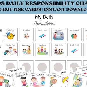 Tabelle der Aufgaben für Kinder, druckbare tägliche Routine, tägliche Aufgaben, tägliche Aufgaben, Kinderposter