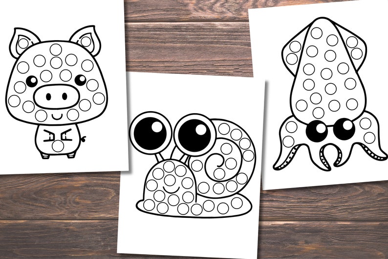Kinder Malseite: Dot Marker Malvorlagen Tier Dot Marker Printables Mach eine Punktaktivität, 38 Digitale Malseiten Bild 2
