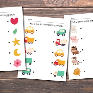 Printable Matching Worksheets, Match the Picture, Kindergarten Preschool Activity, Busybook, Educational Pages zdjęcie 2