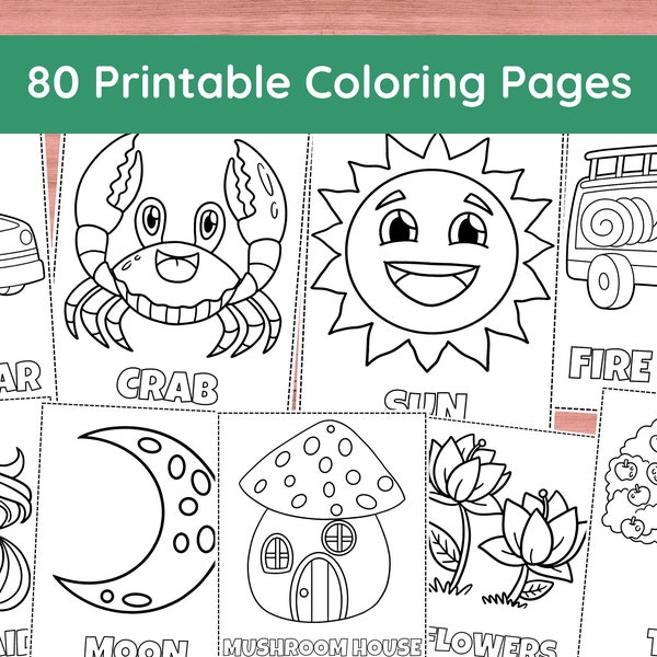 80 pages à colorier à imprimer pour les enfants, tout-petits, enfants d'âge préscolaire, livre de coloriage à imprimer pour l'école maternelle et la maternelle à la maison