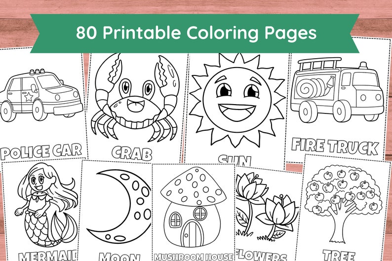 80 Printable Coloring Pages For Kids, Toddlers, Preschoolers, Coloring Book Coloring Page Preschool Kindergarten Homeschool Printables image 1