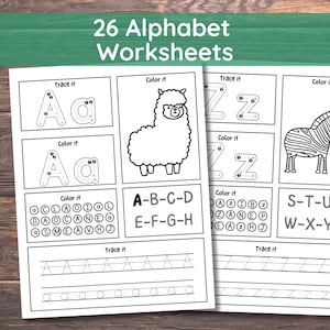 26 Folhas de Atividades com o Alfabeto, Maiúsculas e Minúsculas, para Educação Infantil e Pré-Escolar. Atividades de Aprendizagem Prática, Traçado de Letras, Colorir, Escrita e para Educação Domiciliar.