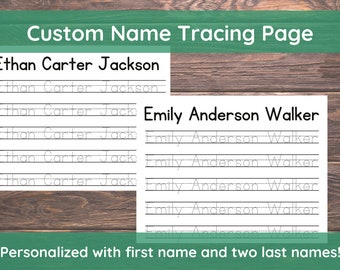 Custom Name Tracing Sheet Handwriting Practice Personalized Name Trace Handwriting Worksheet Printable Handwriting Page Kids Name Writing