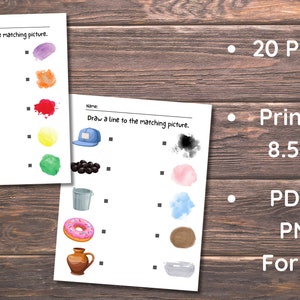 Printable Matching Worksheets, Match the Picture, Kindergarten Preschool Activity, Busybook, Educational Pages zdjęcie 5