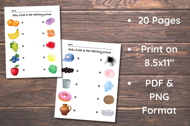 Printable Matching Worksheets, Match the Picture, Kindergarten Preschool Activity, Busybook, Educational Pages image 5