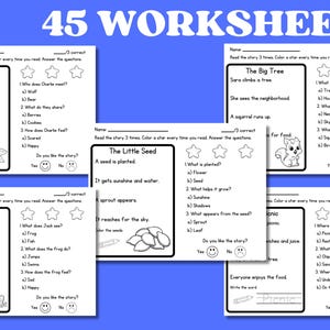 Kindergarten At Home Reading Worksheets | Comprehension Passages | Homeschool Classroom Tutoring | Preschool Reading Blends Worksheets image 5