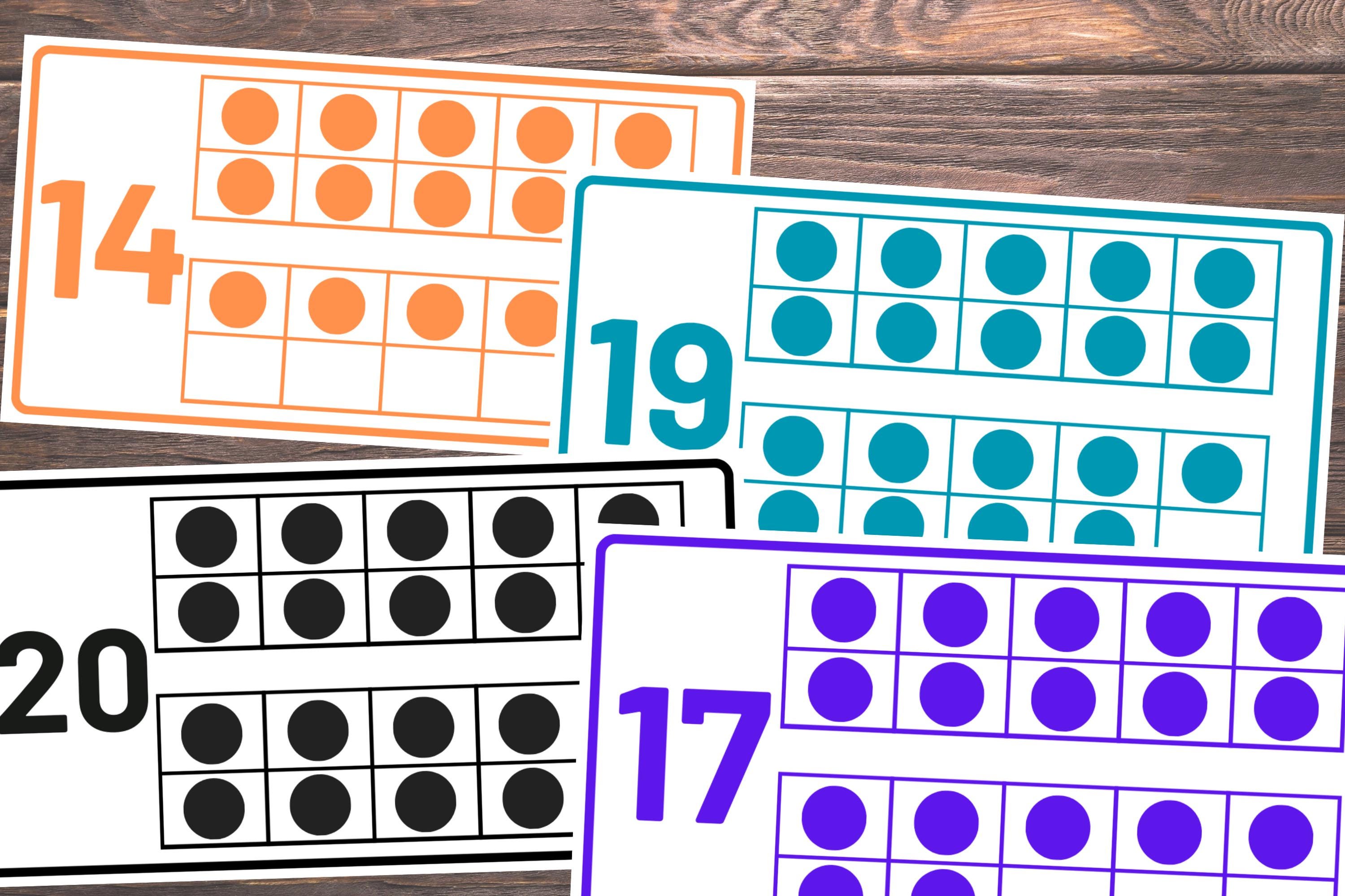 Ten Frame Flash Cards Printable, Counting 1–20 Math Activity, Preschool ...