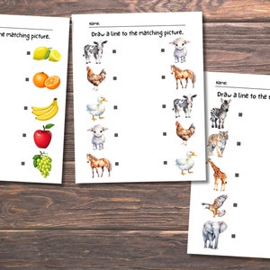 Printable Matching Worksheets, Match the Picture, Kindergarten Preschool Activity, Busybook, Educational Pages image 3