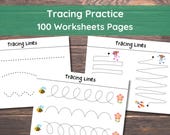 Tracing Practice, Pre-Writing Worksheets, Line Tracing, Toddler, Preschool, Handwriting Practice, Busy Book, Busy Binder, Homeschool