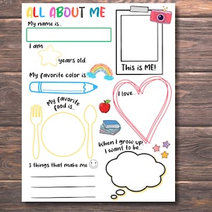 Allt om mig, Allt om mig-arbetsblad, Tillbaka till skolan-aktivitet i klassrummet, Lär känna mig-målarbild, Utskrivbar förskola/dagis