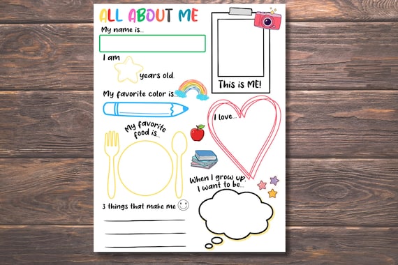 All About Me, All About Me Worksheet, Back to School Classroom Activity, Get to Know Me Coloring Page,Preschool Pre-K Kindergarten Printable