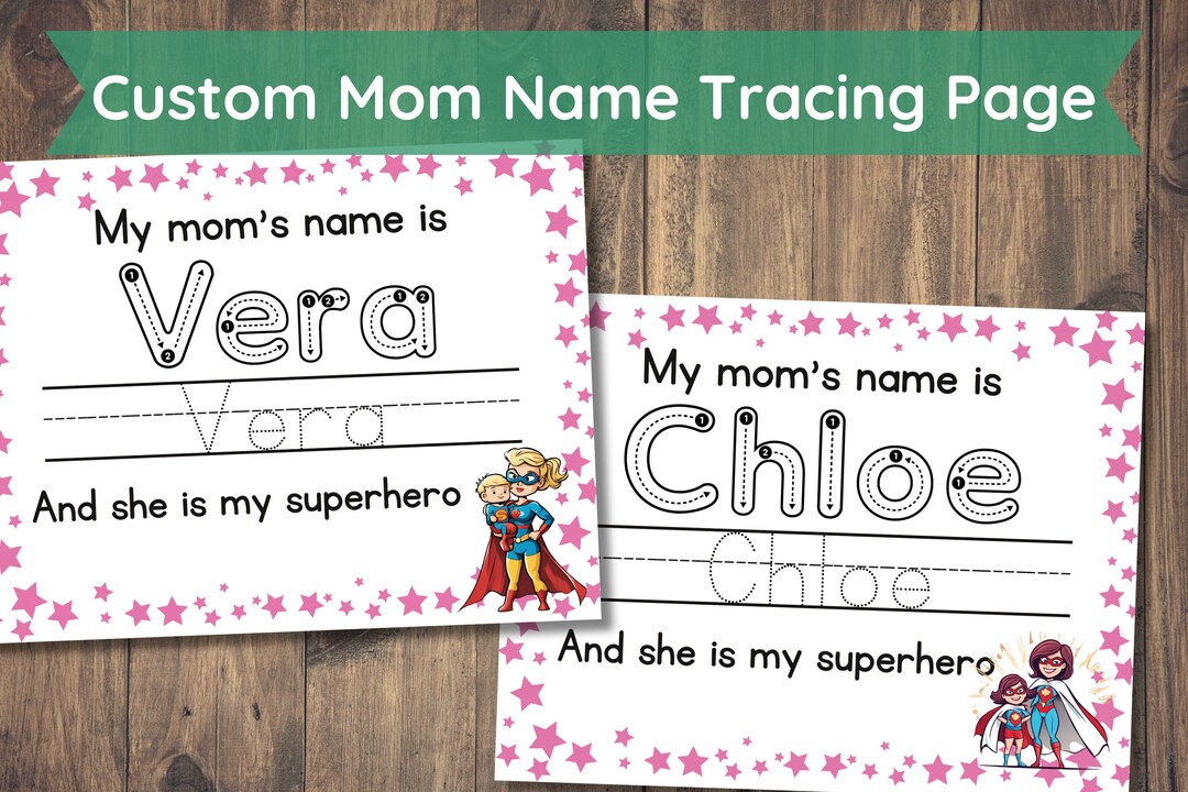 Custom Mom Name Tracing Sheet Handwriting Practice Personalized Name 
