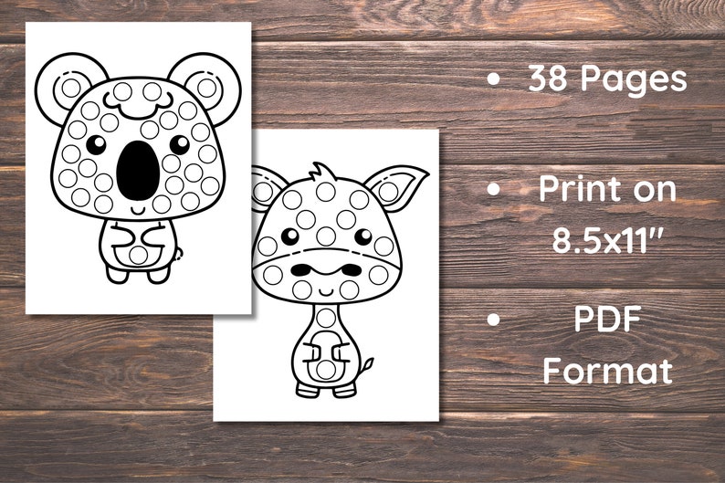 Kinder Malseite: Dot Marker Malvorlagen Tier Dot Marker Printables Mach eine Punktaktivität, 38 Digitale Malseiten Bild 5