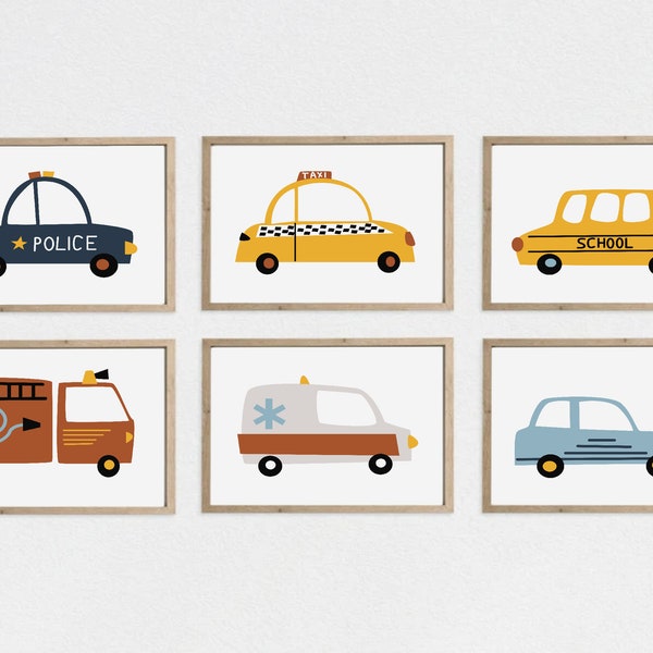 Set of 12 Transport Nursery Prints, Construction Truck Nursery Prints, Vehicle Prints, Watercolor Construction Set, Kids Gallery Wall Set