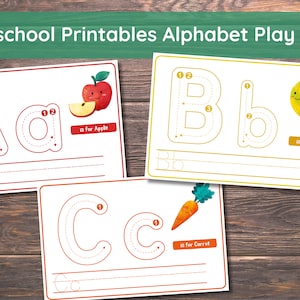 Imprimibles para preescolar, tapetes de Play Doh con alfabeto, actividades imprimibles para niños pequeños, práctica de rastreo ABC para jardín de infantes preescolar en casa