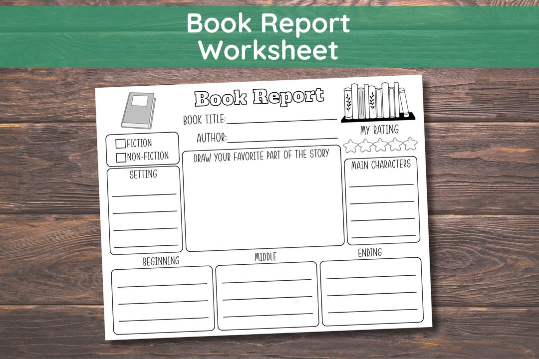 Book Report Template for Kids Printable, Reading Response Worksheet PDF ...