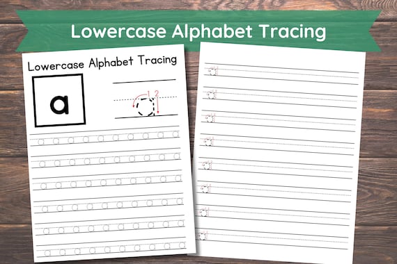 52 Printable Lowercase Alphabet Tracing Worksheets. Preschool-Kindergarten Handwriting.Letter Tracing Worksheets. 8.5x11"