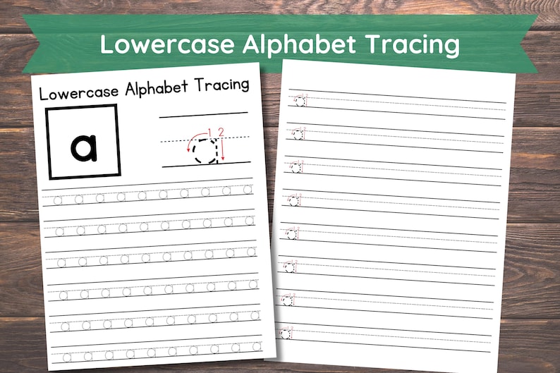 52 Printable Lowercase Alphabet Tracing Worksheets. Preschool-Kindergarten Handwriting.Letter Tracing Worksheets. 8.5x11" image 1
