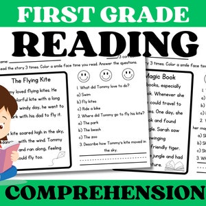 First Grade Reading Comprehension Worksheets Decodable Stories with Questions Homeschool Learn at Home | Reading Fluency Passages